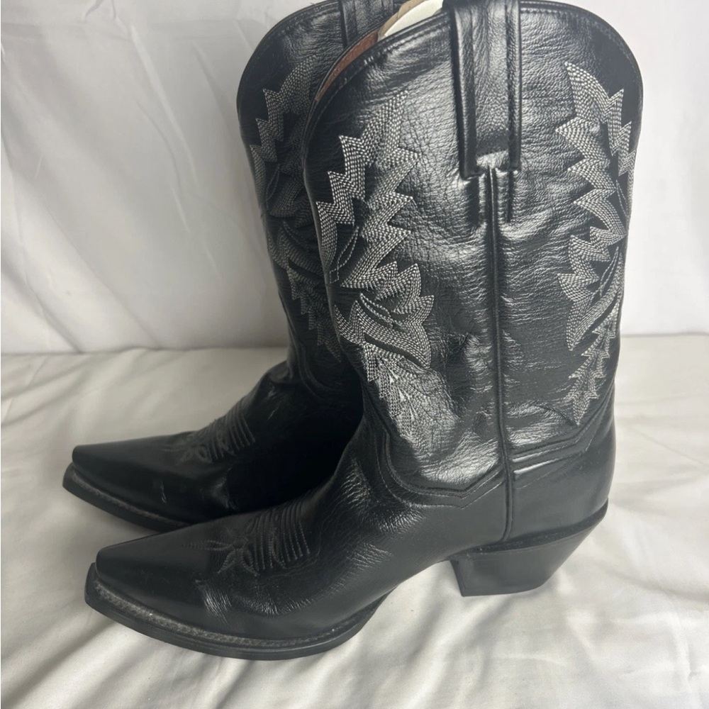 Dan Post Black Leather Western Boots - Picture 2 of 8